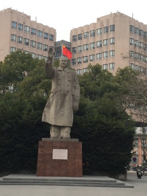 Warm welcome from Mao at the main entrance to Tongji University