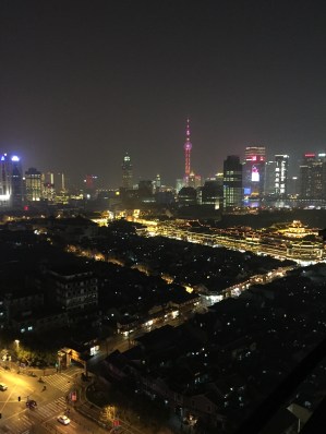 The night skyline of Shanghai from a friend's apartment
