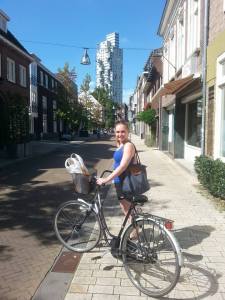 My friend Emma and I exploring Tilburg by bike