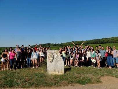 Everyone at vineyard in Champagne Region