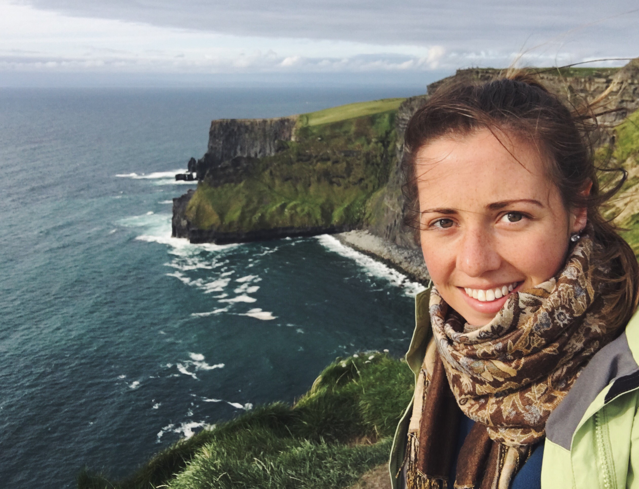 Walking along the mind blowing(ly windy) Cliffs of Moher, Ireland