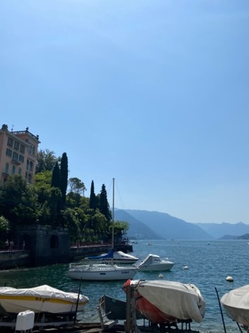Lake in italy with boats